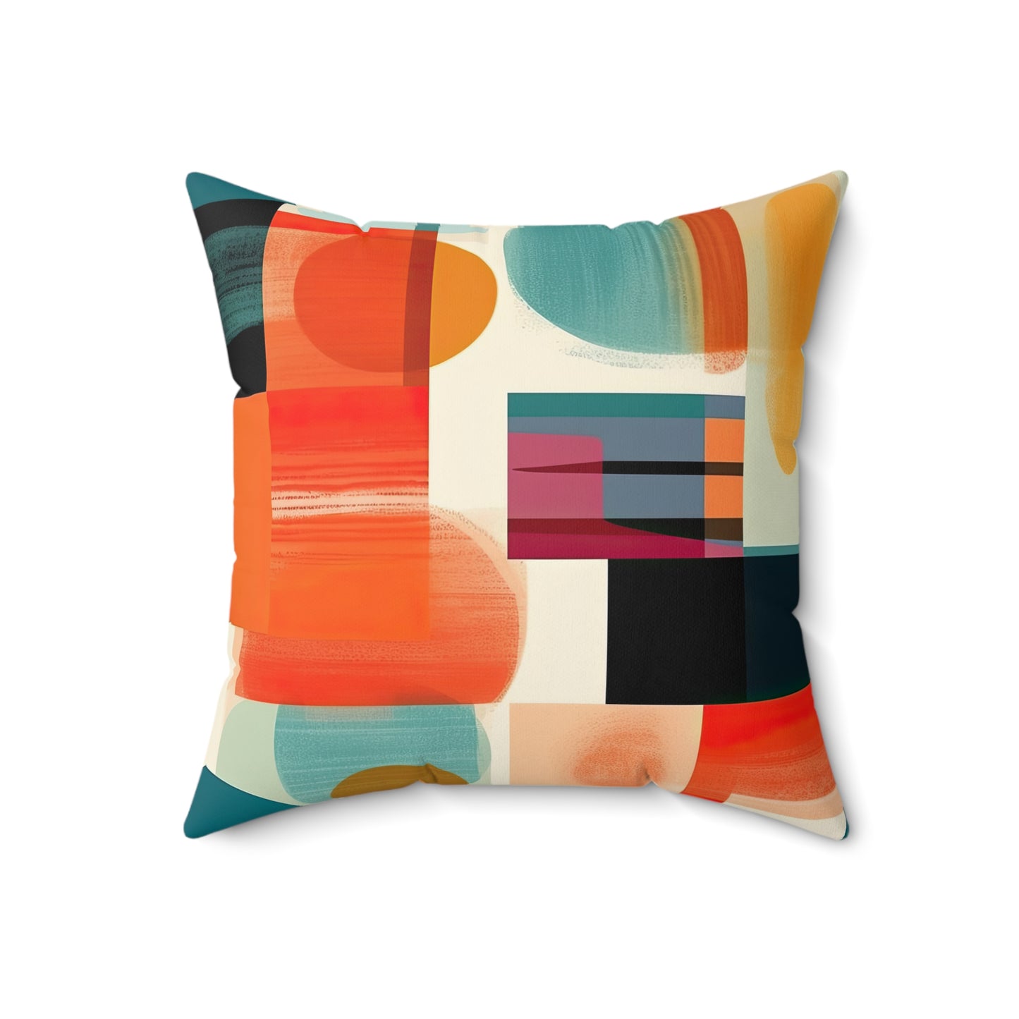 Solar Flare Serenade. Retro-Inspired Avant-Garde Spun Polyester Square Pillow