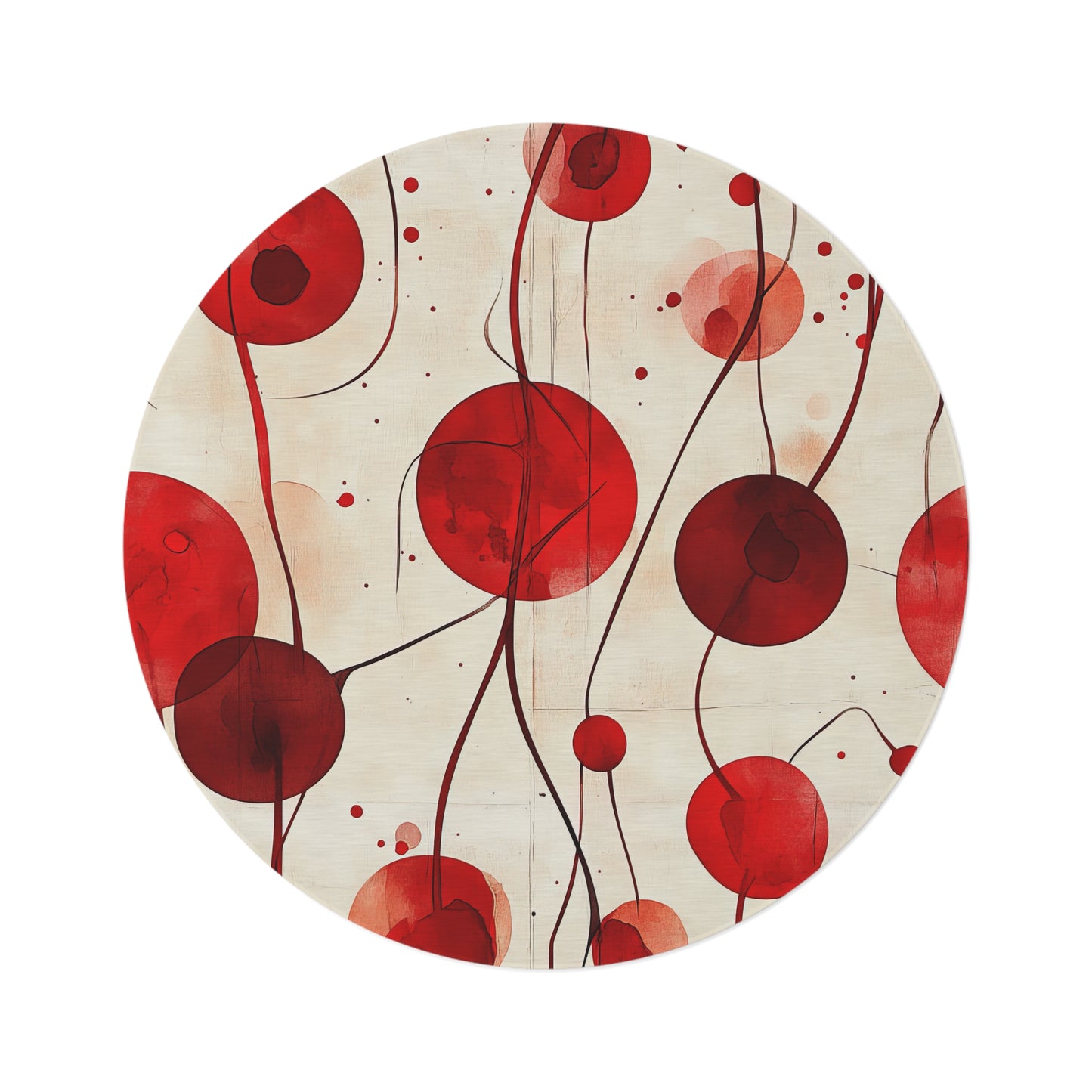 Vintage Cherry. Bohemian Eye Round Rug - Colorful Floor Decor for Vibrant Spaces