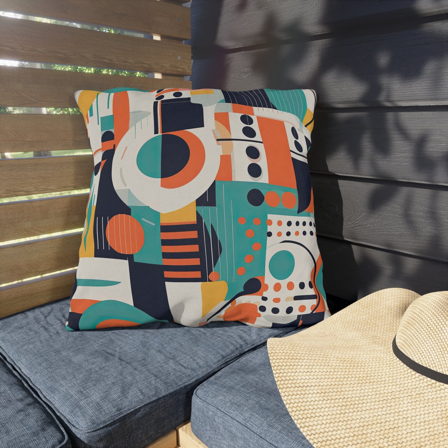 Echoes of the Analog Future. Artistic Retro-FuturisticOutdoor Pillows