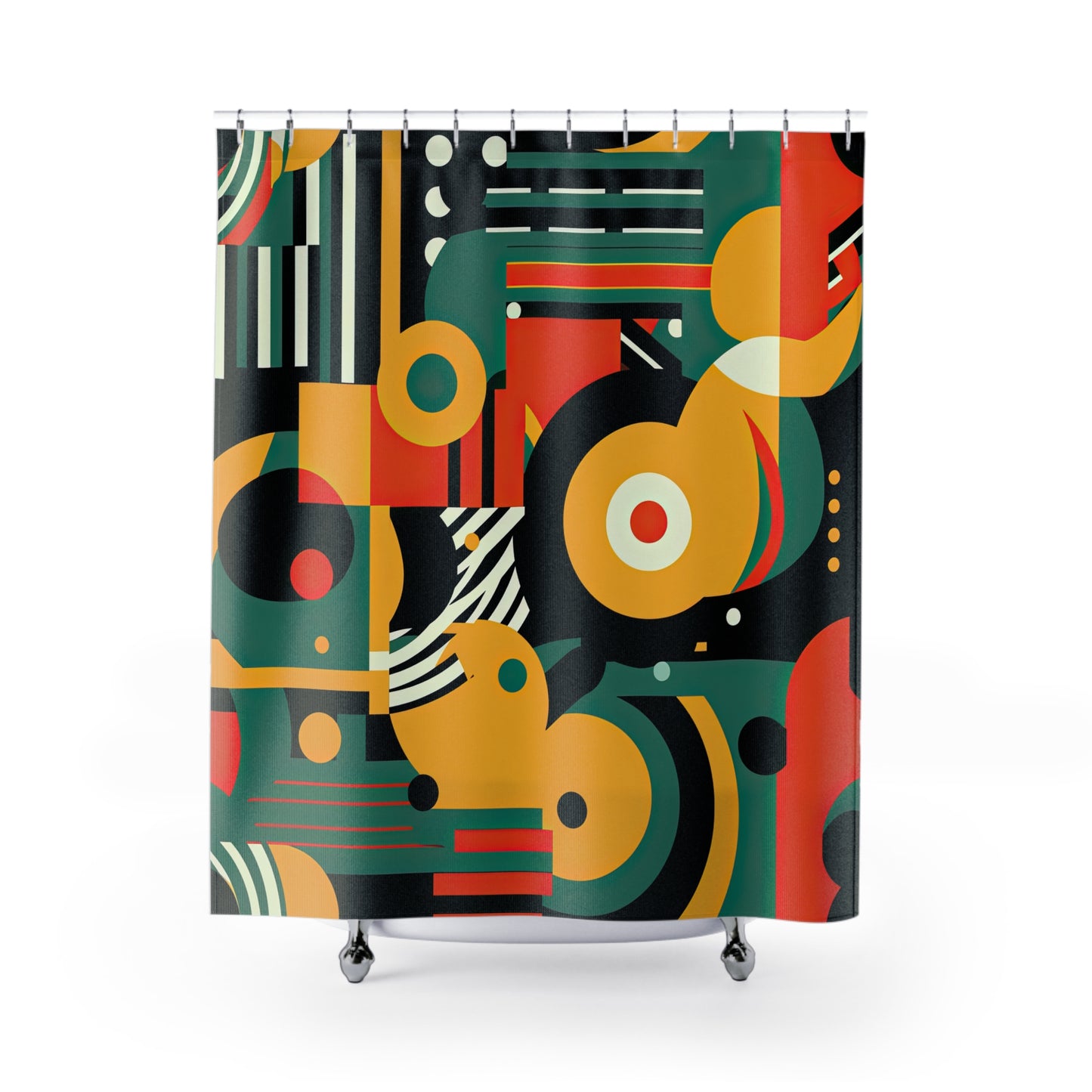 Galactic Groove. Retro-Inspired Futuristic Shower Curtains