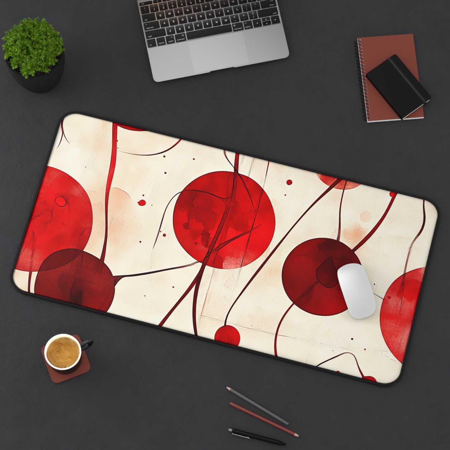 Vintage Cherry Desk Mat - Stylish Office Organizer