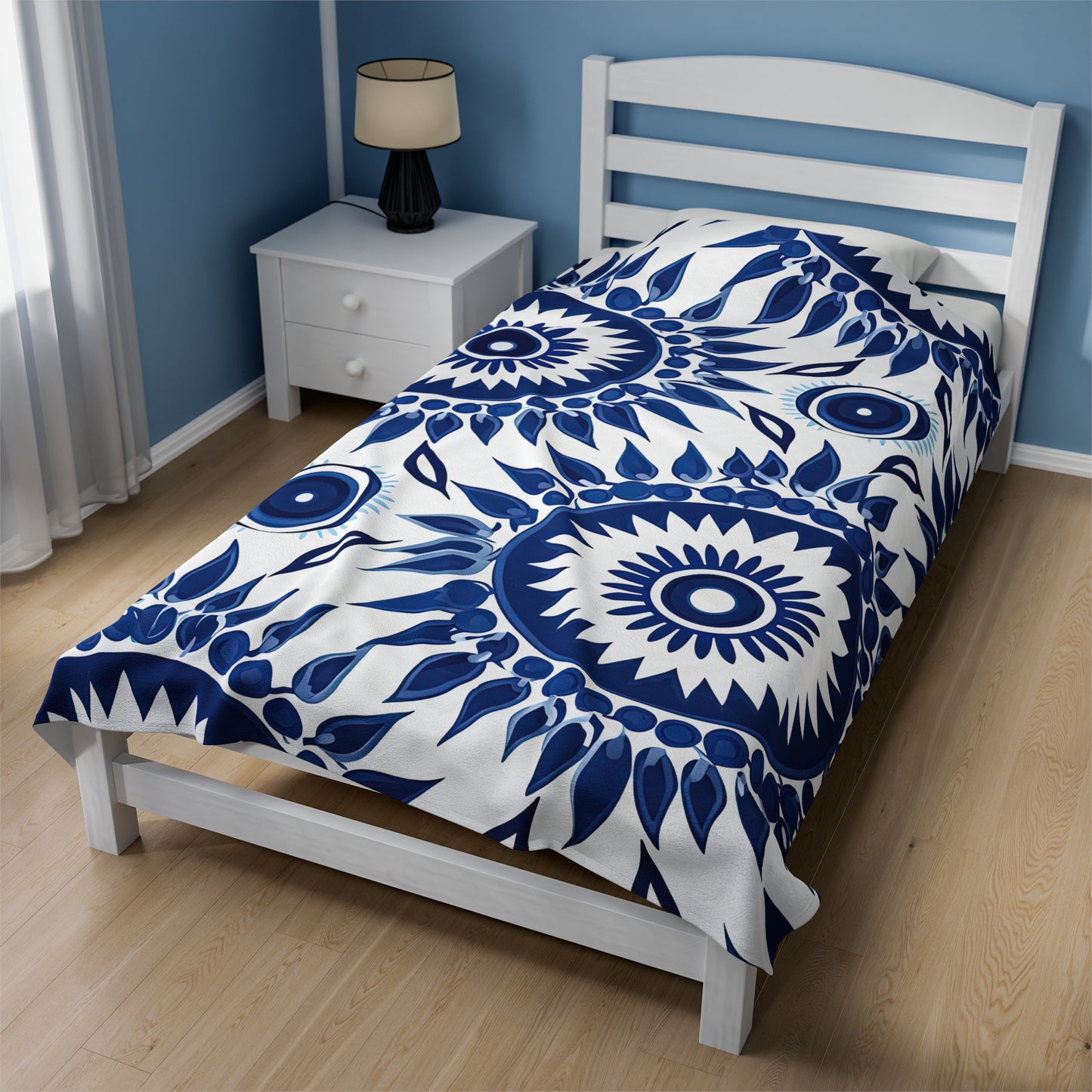 Cursed Charms. Evil Eye Blanket – Cozy Layers of Handcrafted Symbolism .Velveteen Plush Blanket.