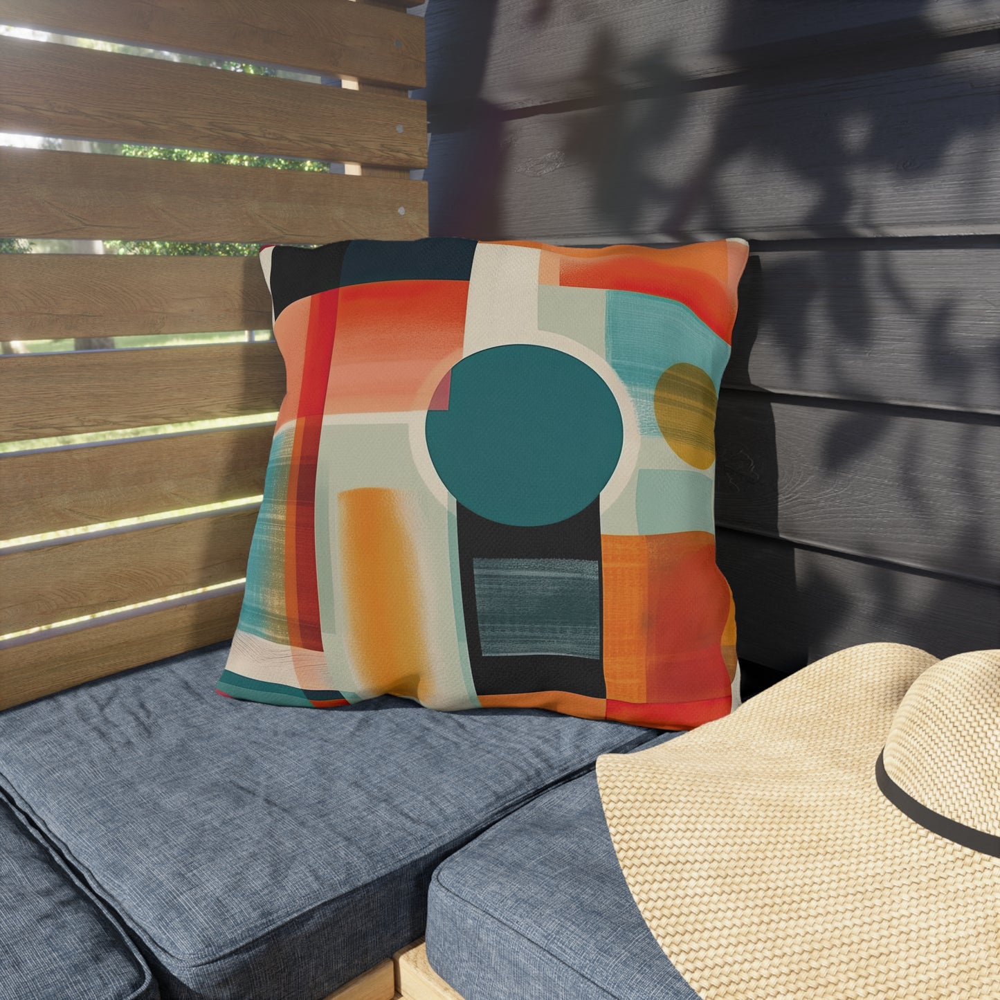 Dimensional Melody. Futuristic Nostalgia Outdoor Pillows