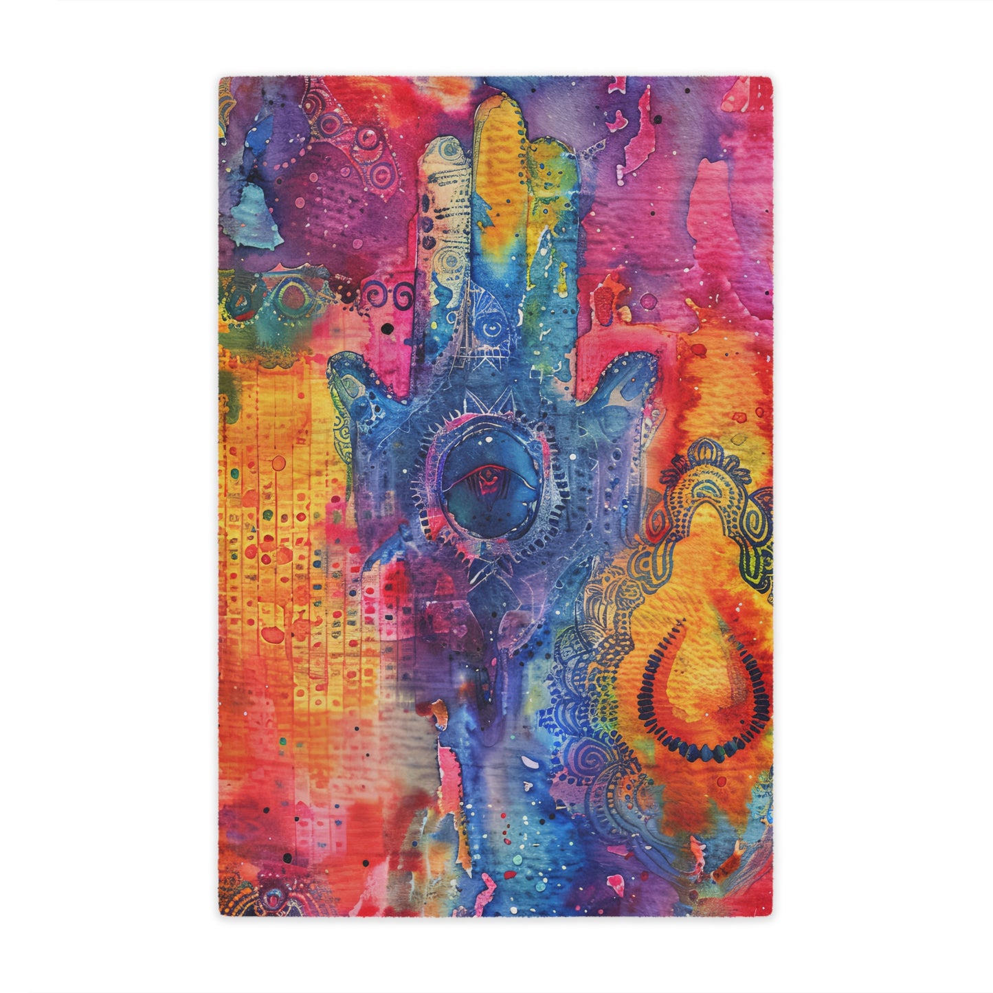 Prismatic Hamsa-topaz. Cozy Artistic Microfiber Blanket.