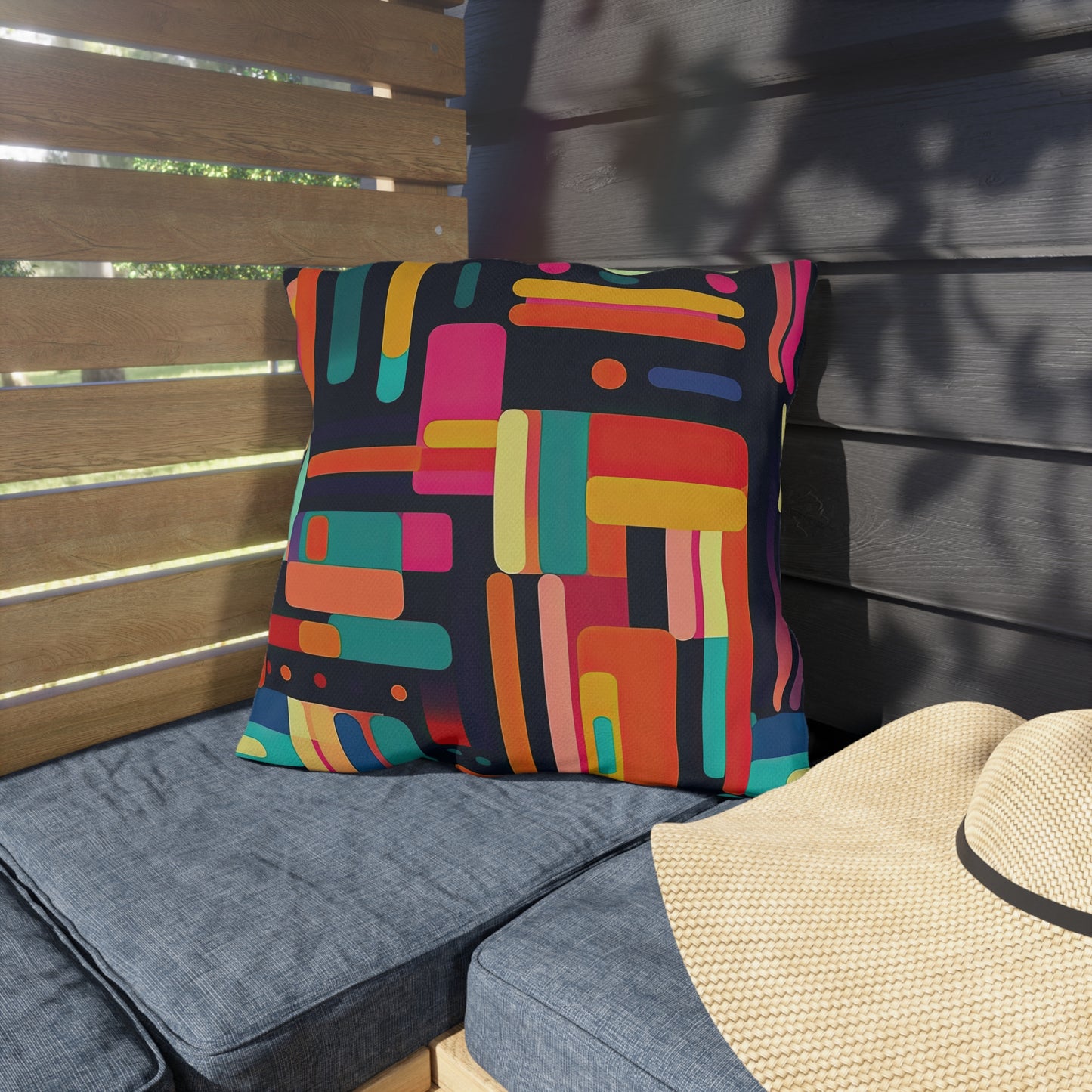 Cybernetic Nostalgia. Retro Futuristic Outdoor Pillows
