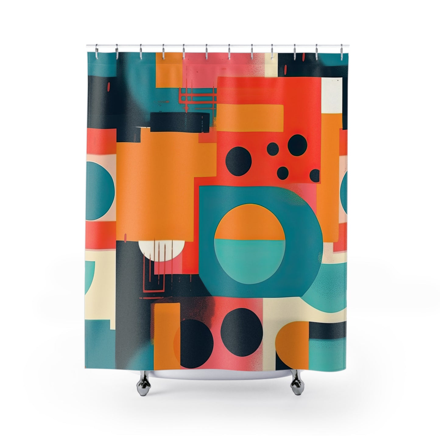 Neon Echoes. Retro Futuristic Shower Curtains