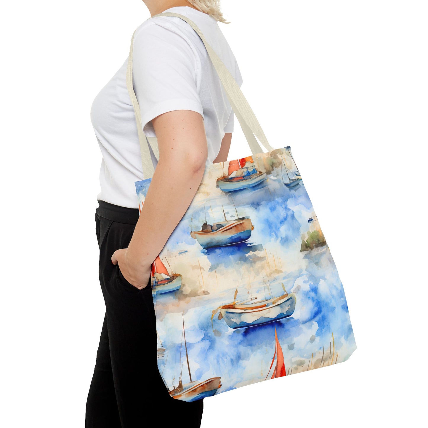 Boats On Watercolor. Tote Bag for Everyday Use