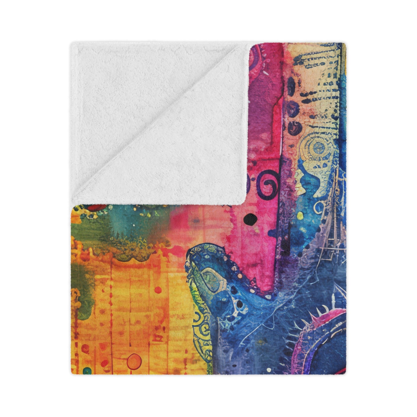 Prismatic Hamsa-topaz. Cozy Artistic Microfiber Blanket.
