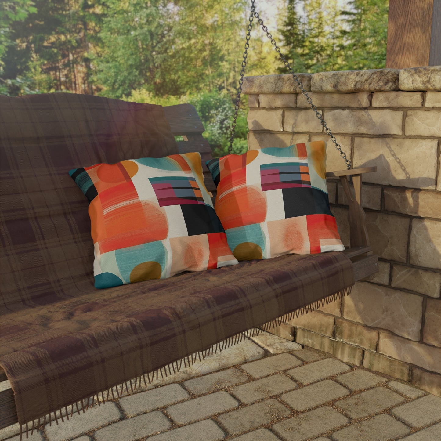 Solar Flare Serenade. Retro-Inspired Avant-GardeOutdoor Pillows