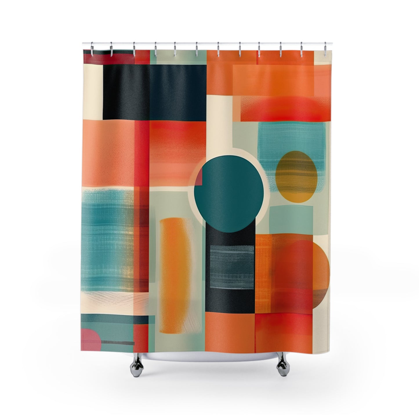 Dimensional Melody. Futuristic Nostalgia Shower Curtains