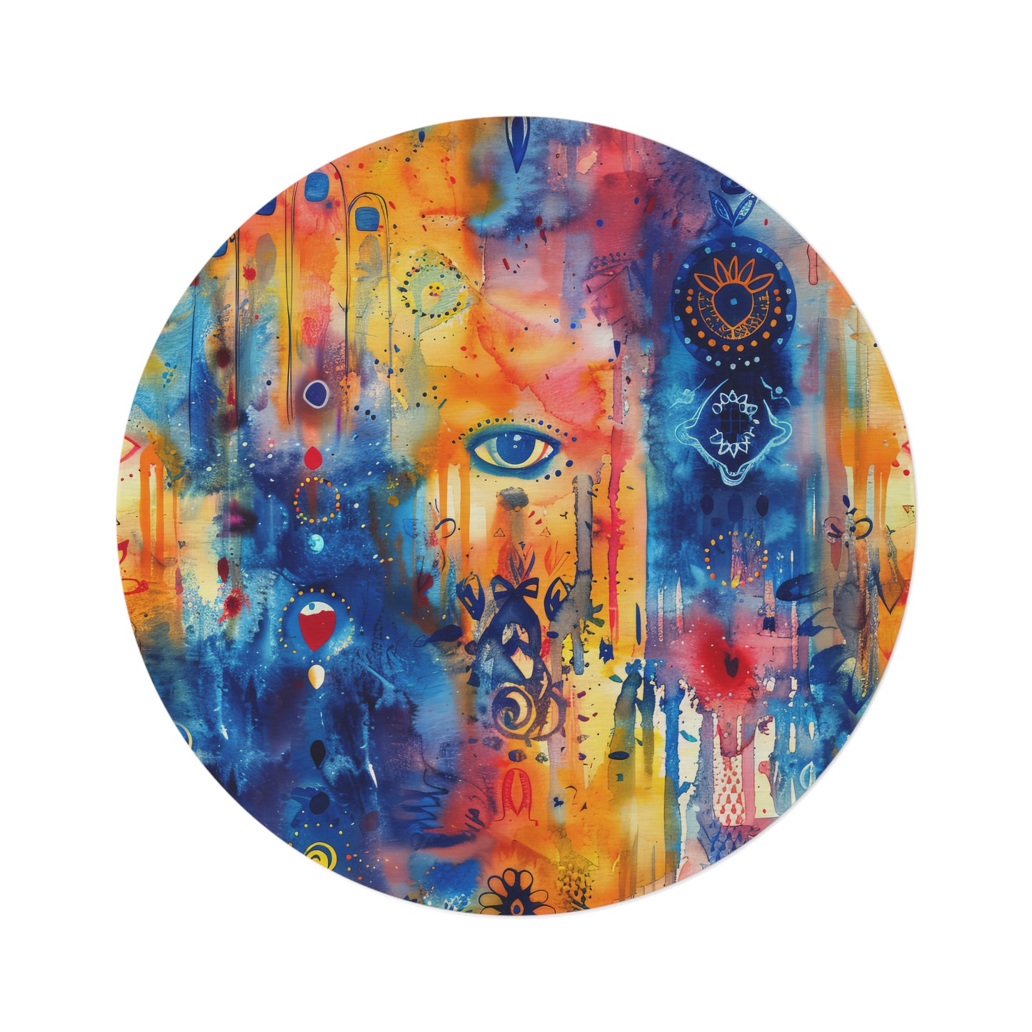 Copy of Rainbow Shield. Bohemian Eye Round Rug - Colorful Floor Decor for Vibrant Spaces