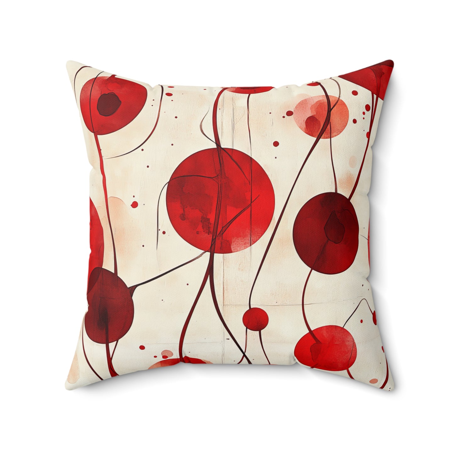 Vintage Cherry Pillow - Decorative Spun Polyester Cushion