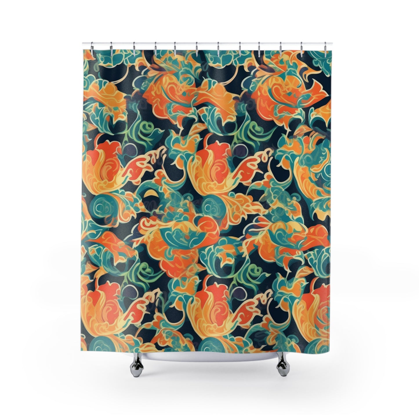 Tangerine Twilight Tapestry . Shower Curtains