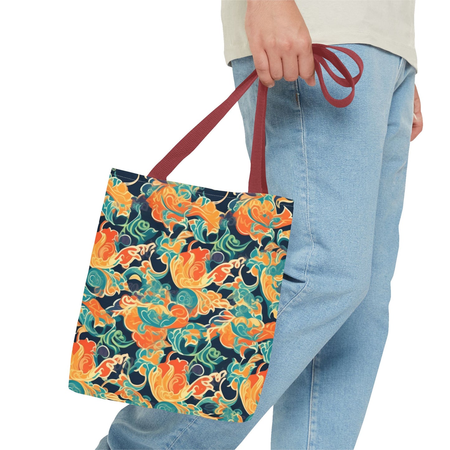 Tangerine Twilight Tapestry. Tote Bag for Everyday Use
