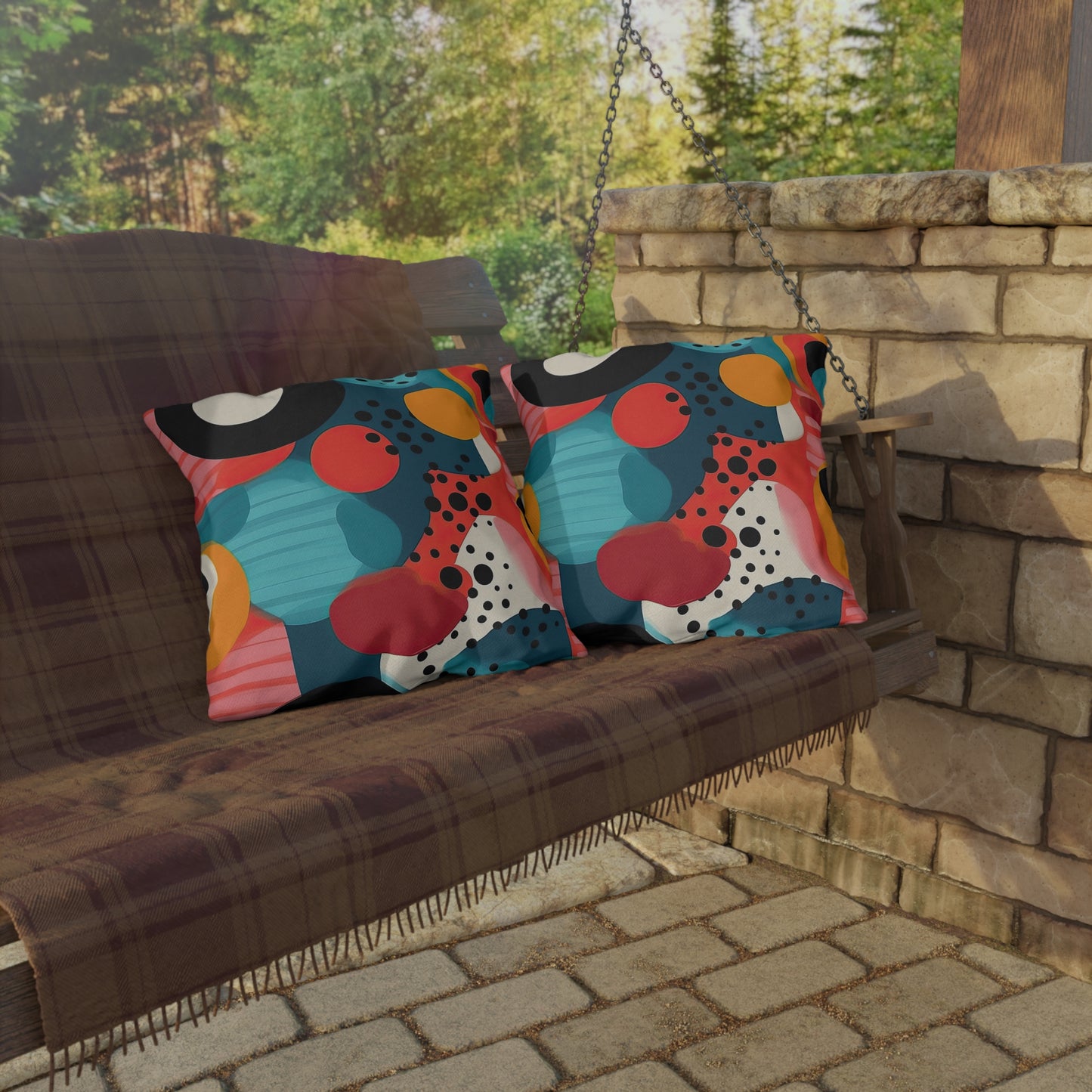 Chroma Catharsis. Retro Pop Art Outdoor Pillows