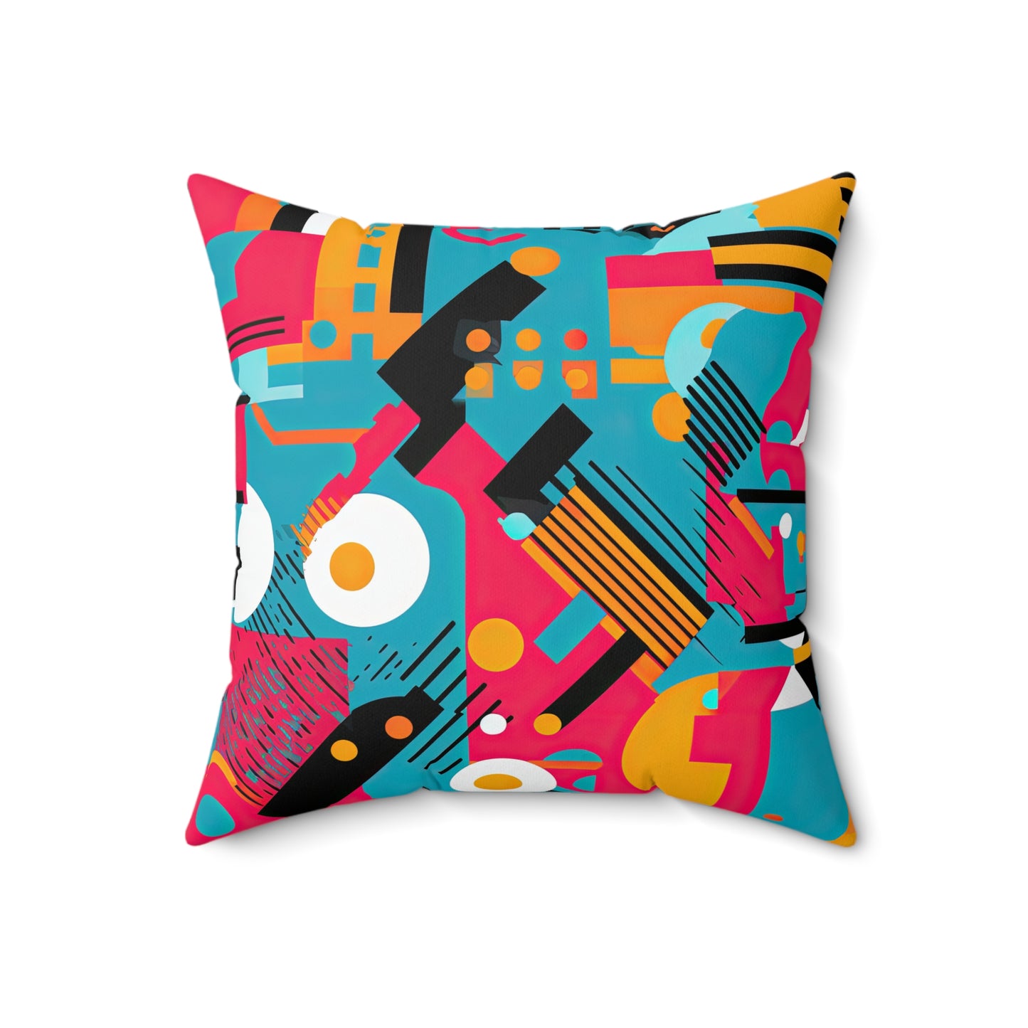 Technicolor Dreamscape. Futuristic Nostalgia Spun Polyester Square Pillow