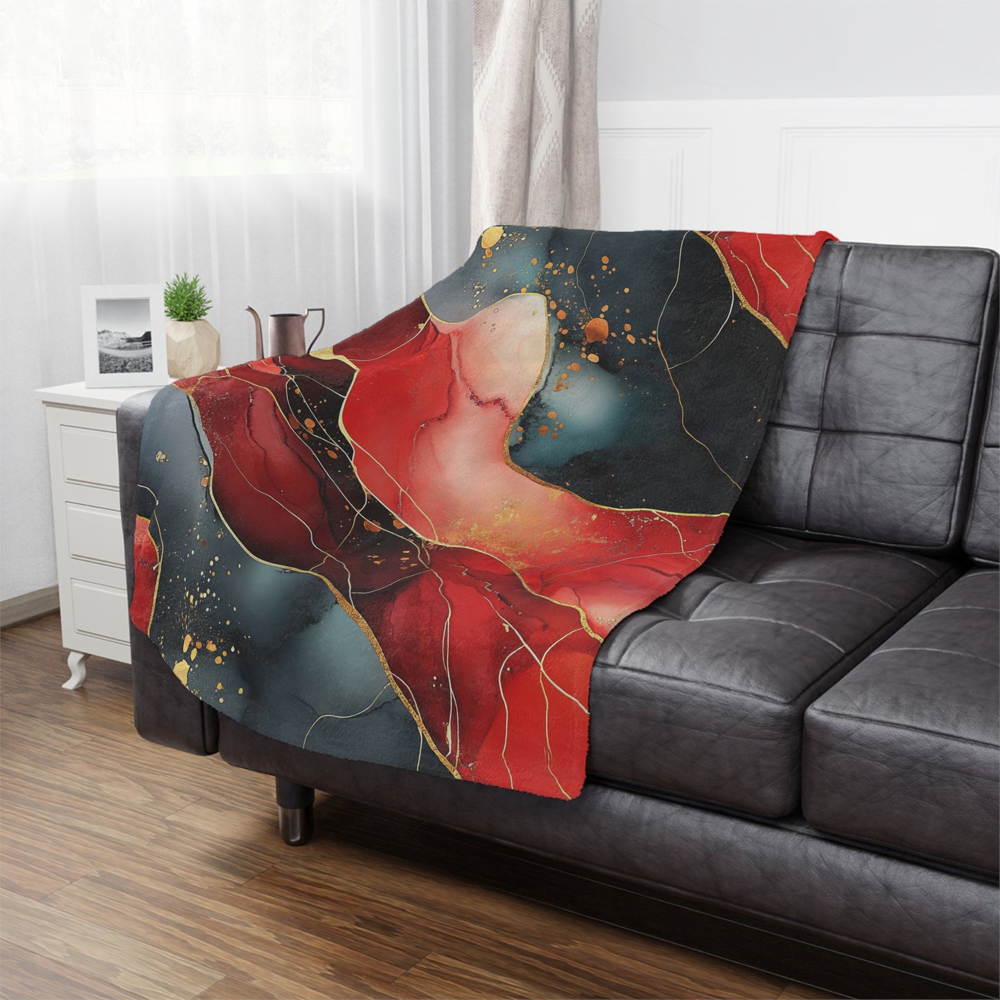 Marbled Cherry Essence. Cozy Artistic Microfiber Blanket -