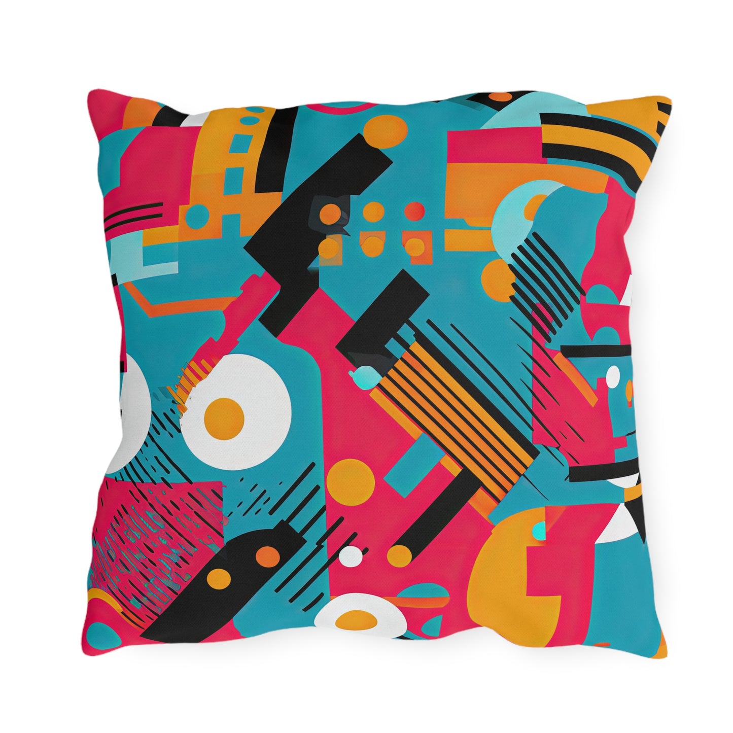 Technicolor Dreamscape. Futuristic Nostalgia Outdoor Pillows
