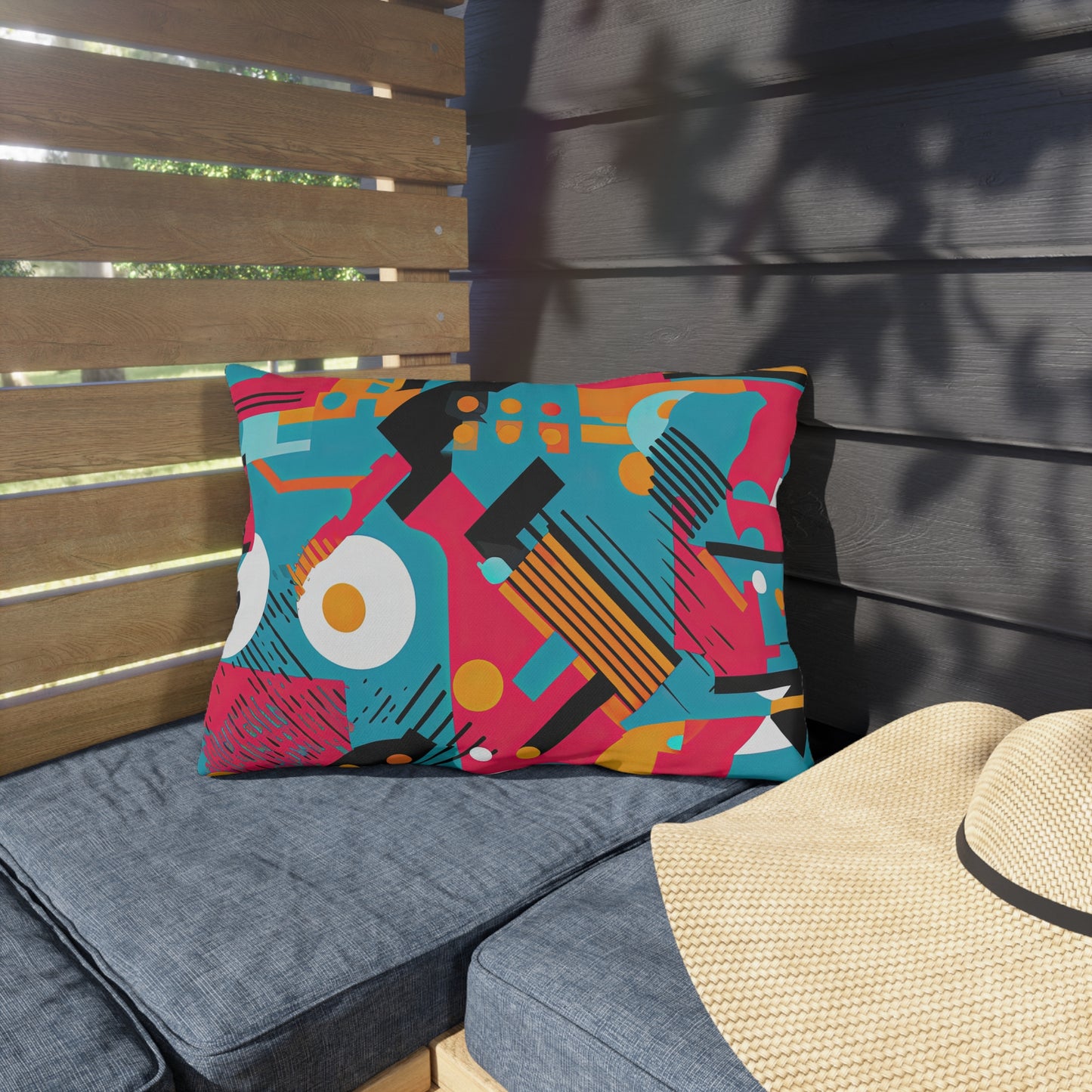 Technicolor Dreamscape. Futuristic Nostalgia Outdoor Pillows