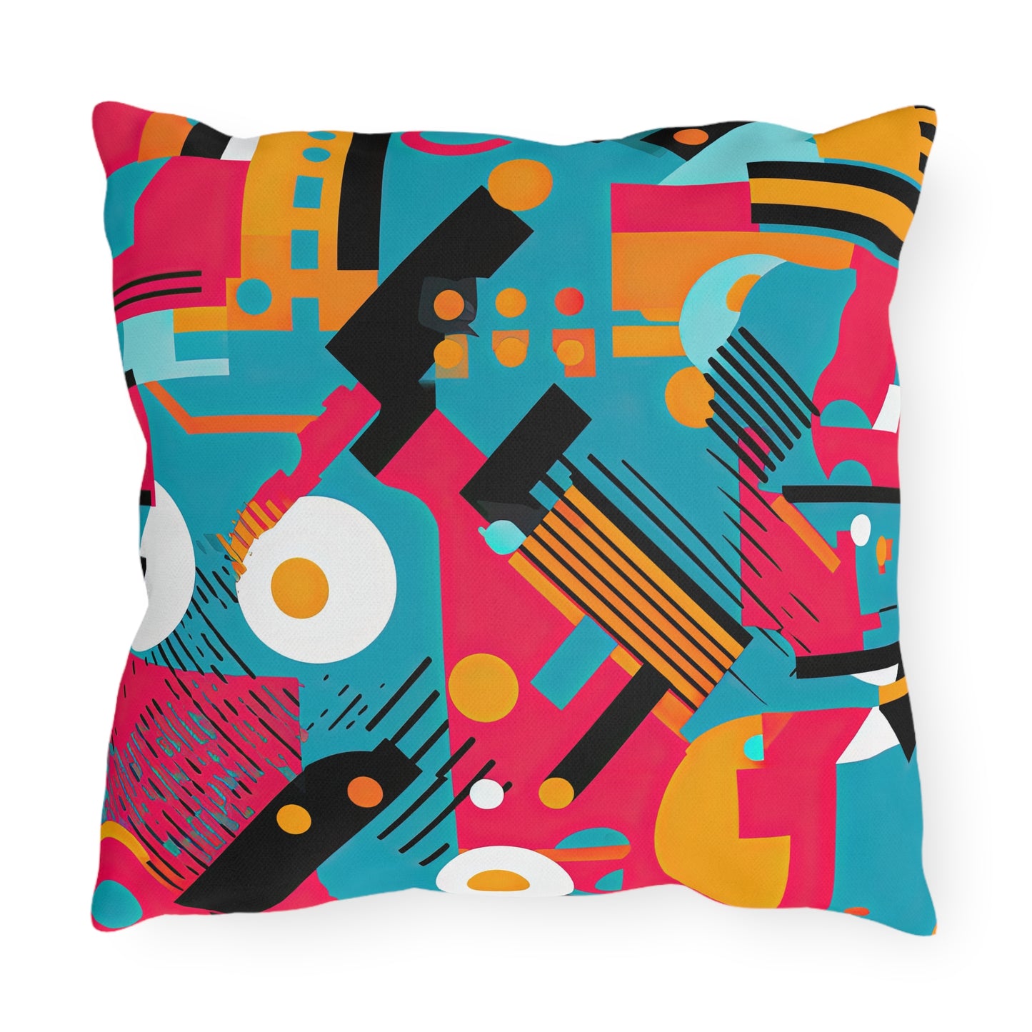 Technicolor Dreamscape. Futuristic Nostalgia Outdoor Pillows