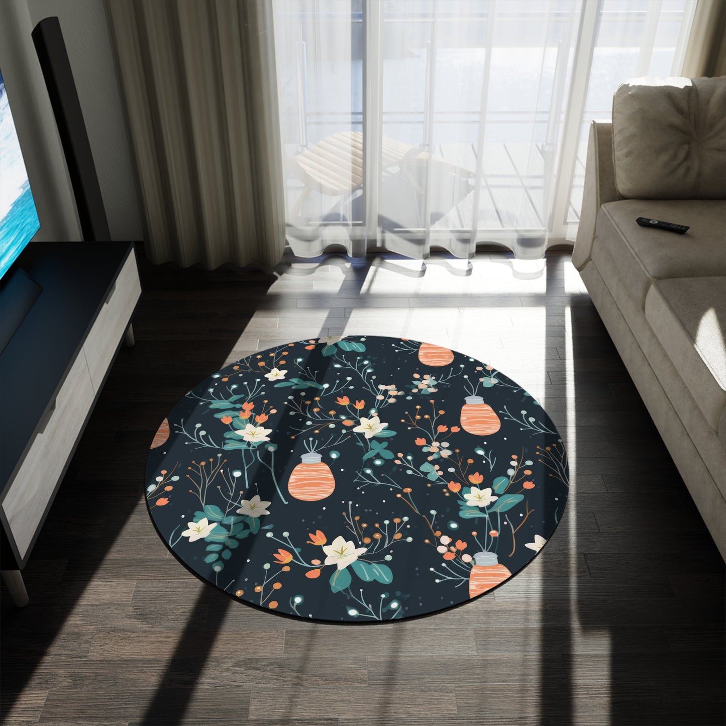 Whimsical Fairy. Bohemian Eye Round Rug - Colorful Floor Decor for Vibrant Spaces