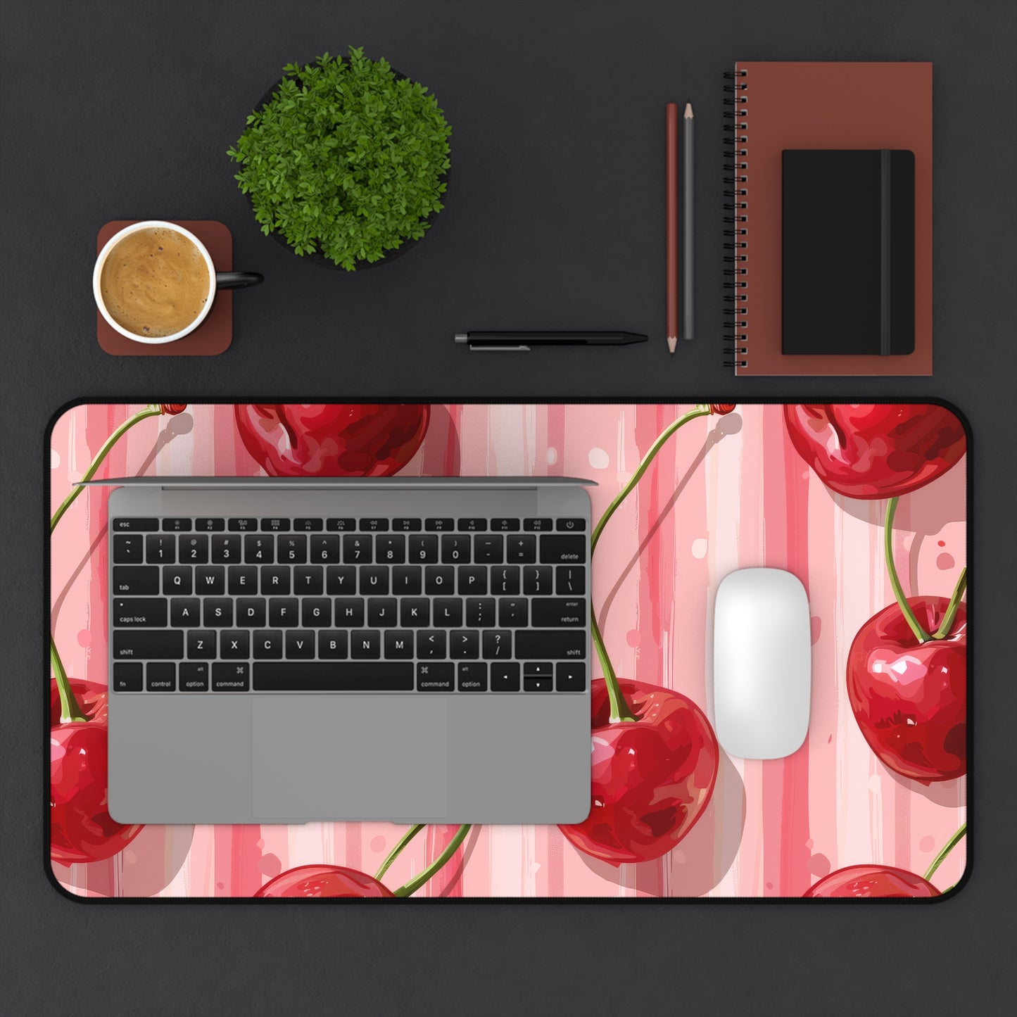Sleek Cherry. Desk Mat - Stylish Office Organizer