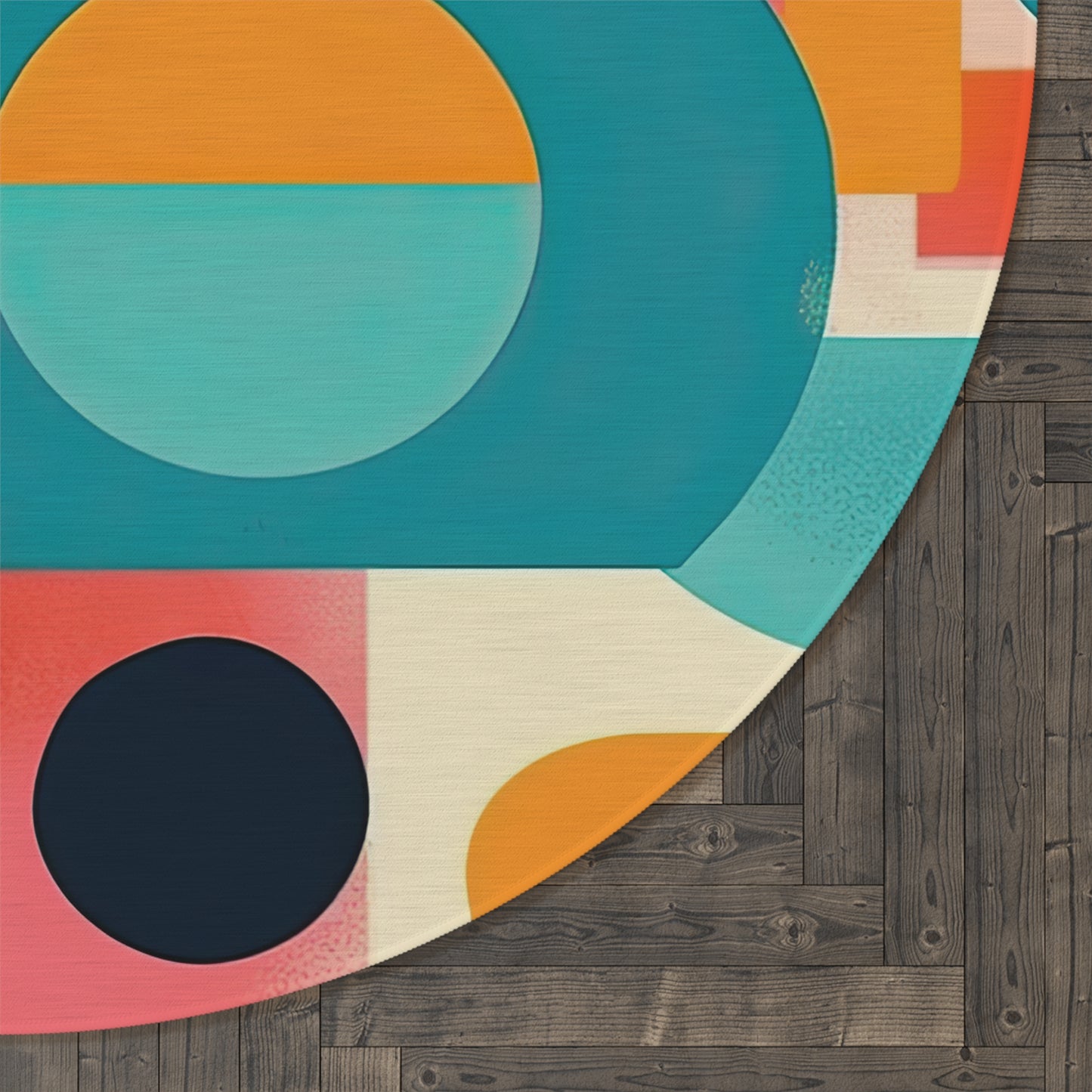 Neon Echoes, Retro Futuristic Round Rug