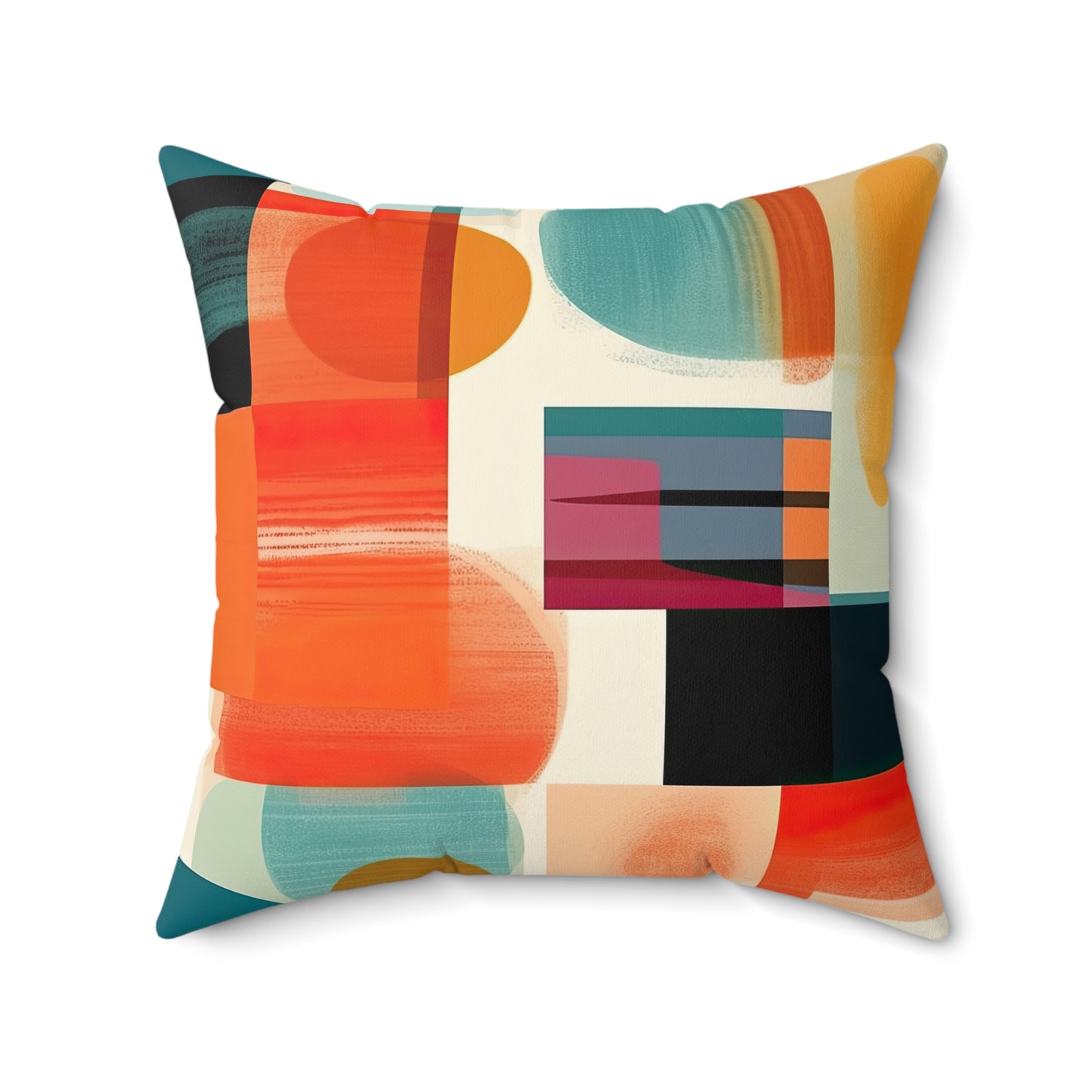 Solar Flare Serenade. Retro-Inspired Avant-Garde Spun Polyester Square Pillow