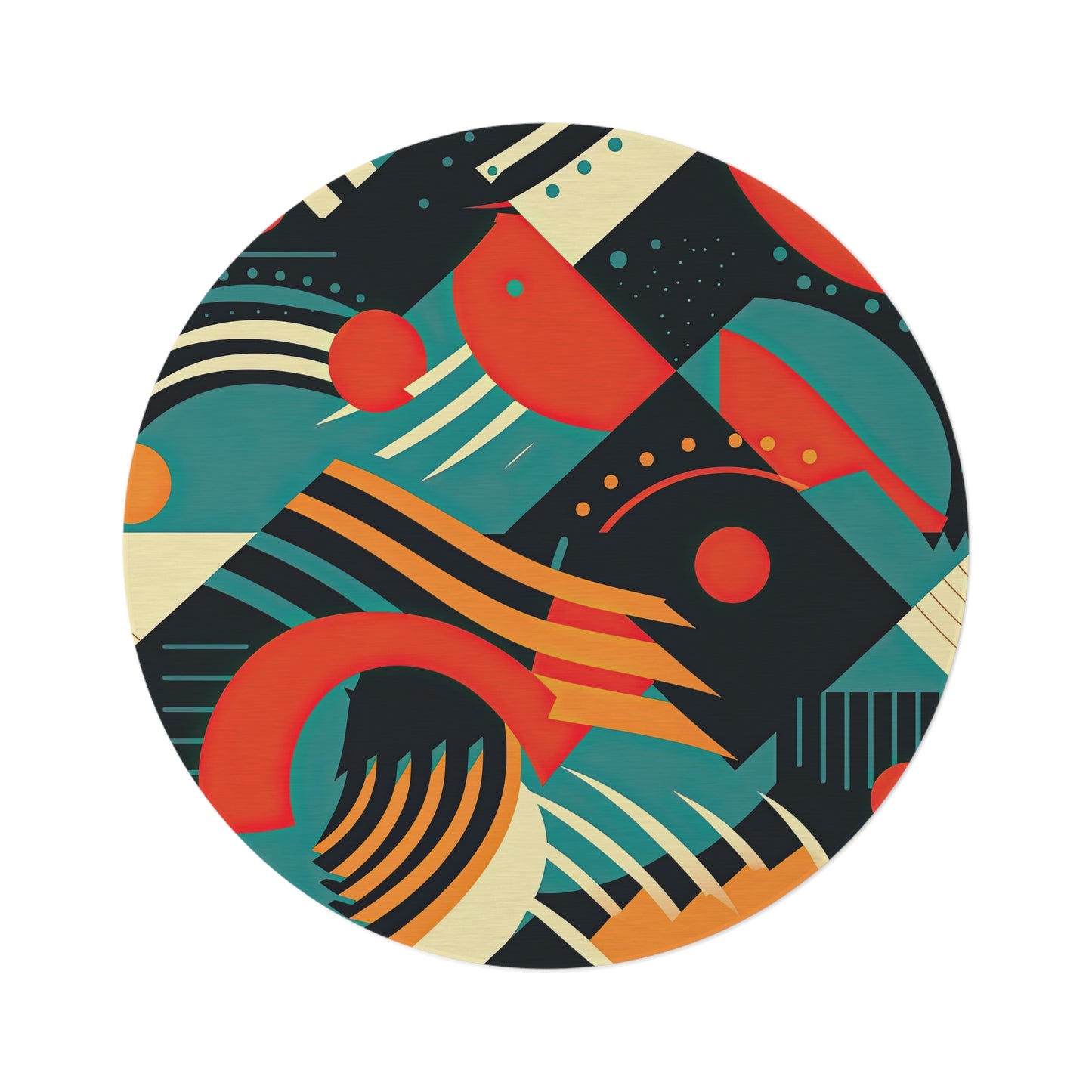 Timeless Techscape. Futuristic Nostalgia Round Rug