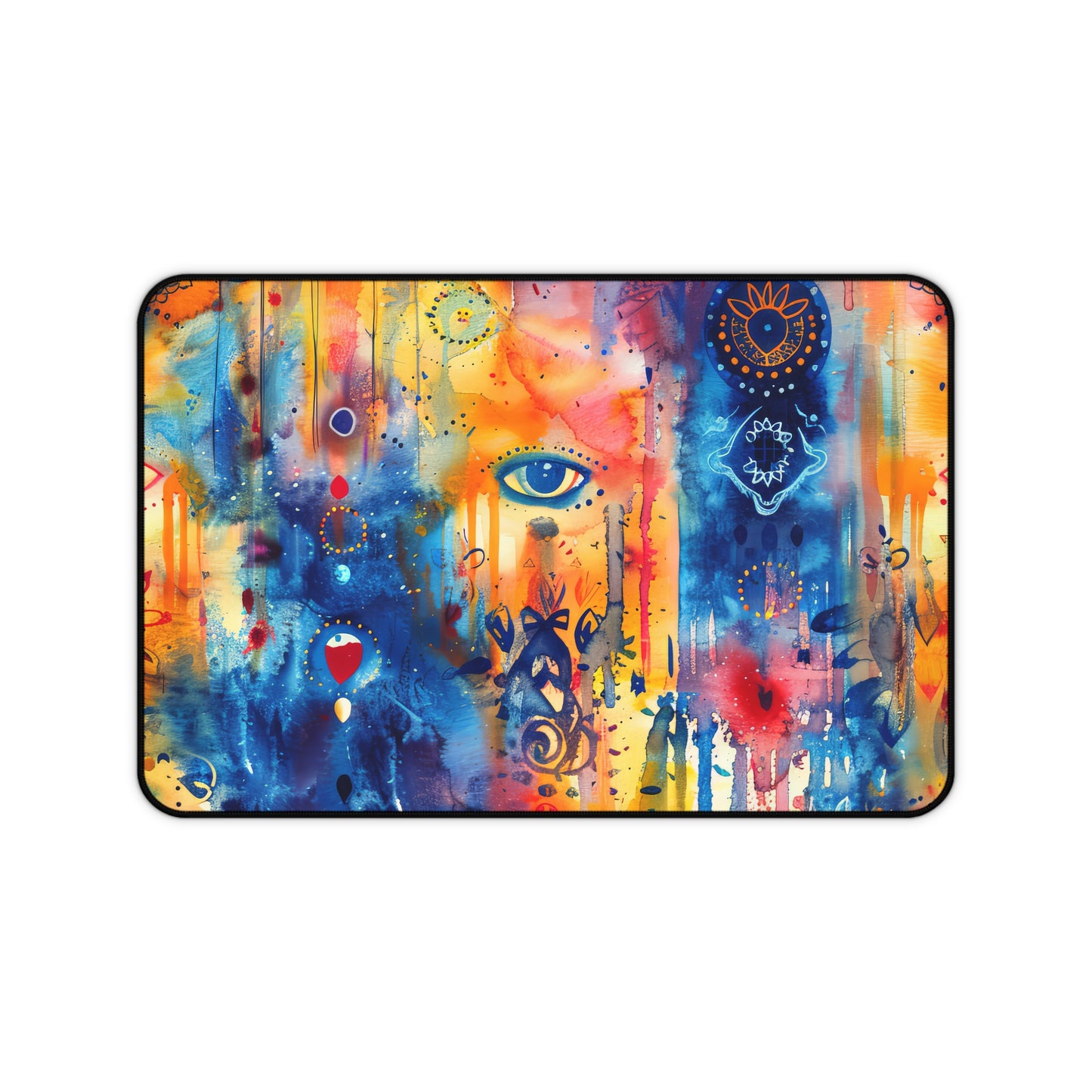 Rainbow Shield Hamsa. Desk Mat - Stylish Office Organizer
