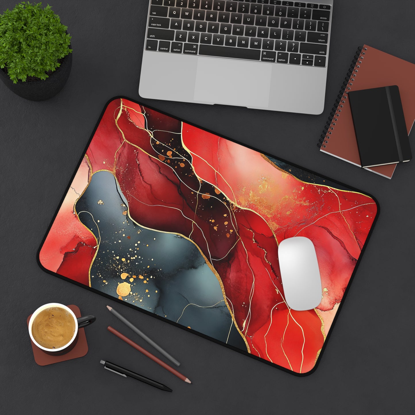 Marbled Cherry Esence Desk Mat - Stylish Office Organizer