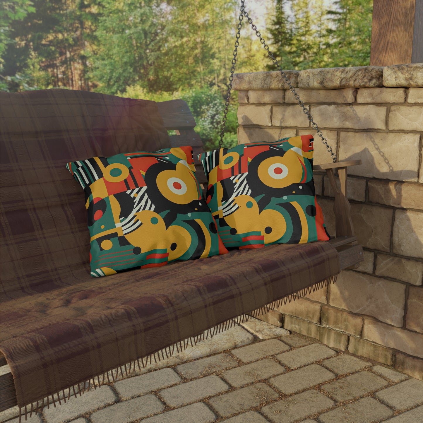 Galactic Groove. Retro-Inspired Futuristic Outdoor Pillows
