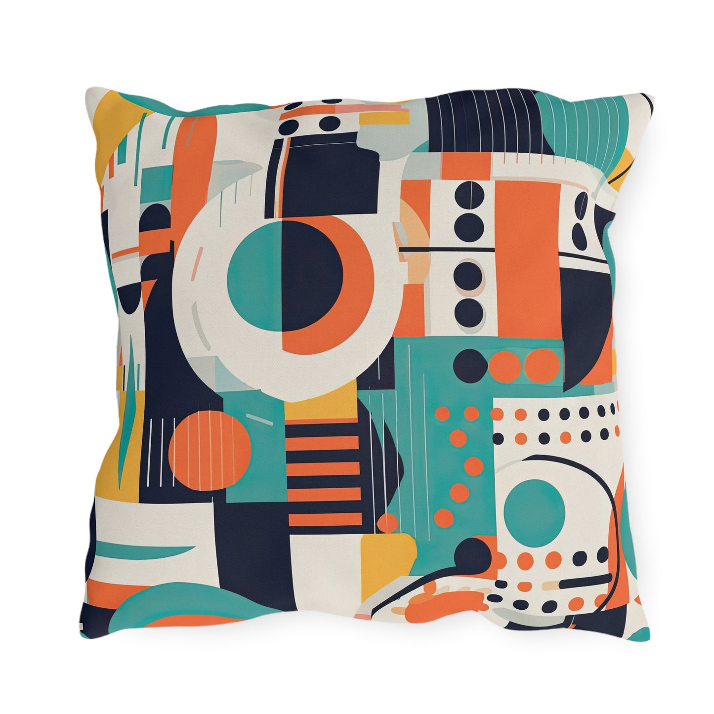 Echoes of the Analog Future. Artistic Retro-FuturisticOutdoor Pillows