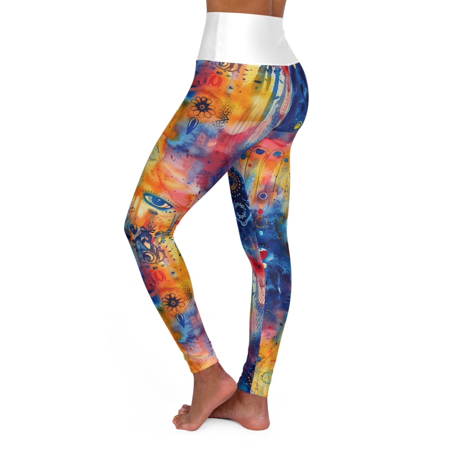 Rainbow Shield. Vibrant High Waisted Yoga Leggings for Active Lifestyles