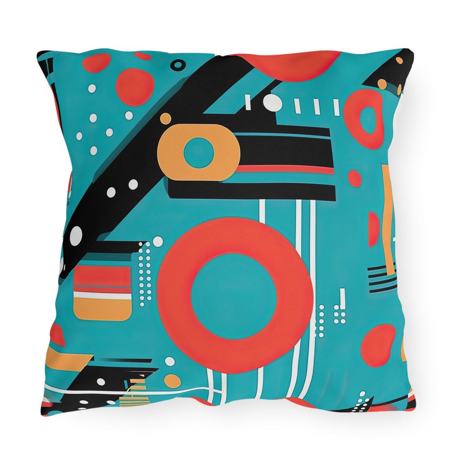 Quantum Rhapsody. Retro-Inspired Futuristic Outdoor Pillows