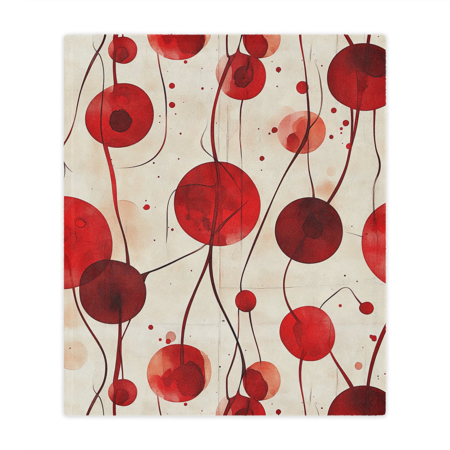 Vintage Cherry. Cozy Artistic Microfiber Blanket -