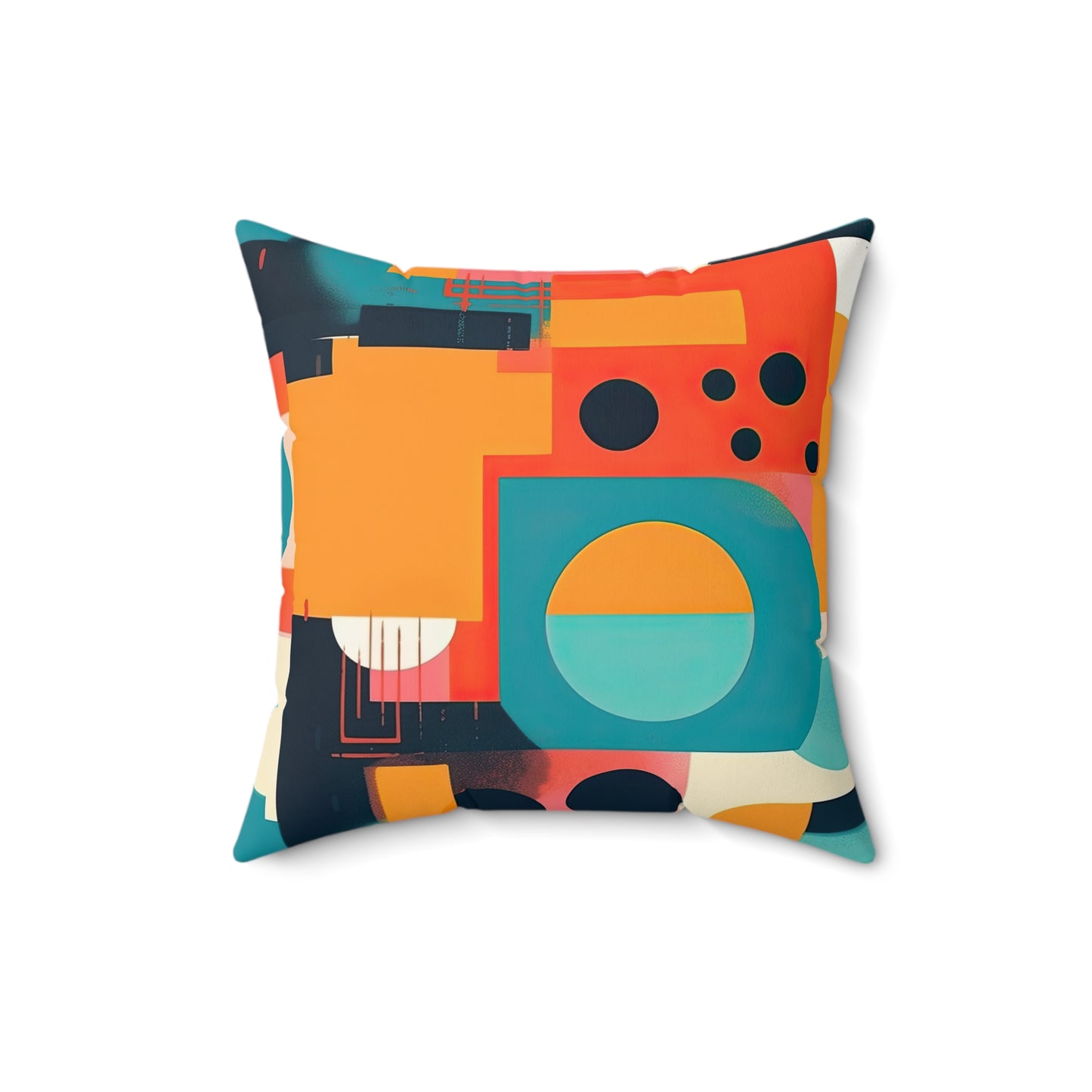 Neon Echoes . Futuristic Nostalgia Spun Polyester Square Pillow