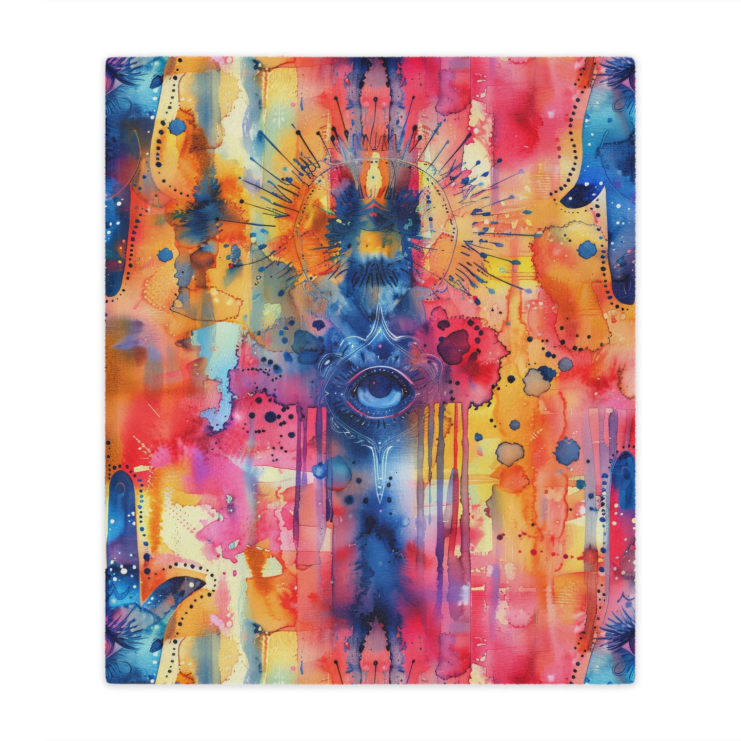 Chromatic Protector Hamsa. Cozy Artistic Microfiber Blanket.