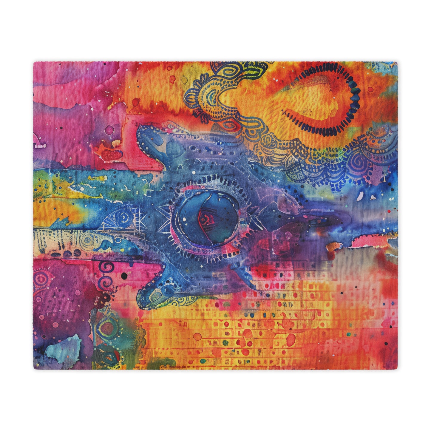 Prismatic Hamsa-topaz. Cozy Artistic Microfiber Blanket.