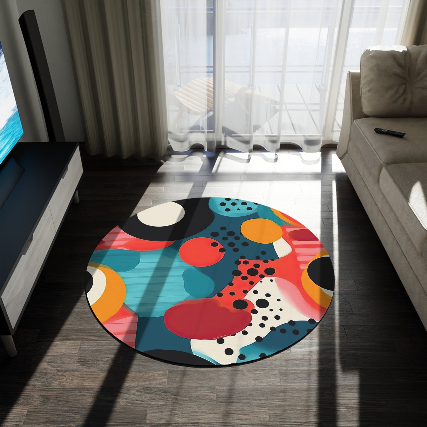 Chroma Catharsis. Retro Pop Art Round Rug.