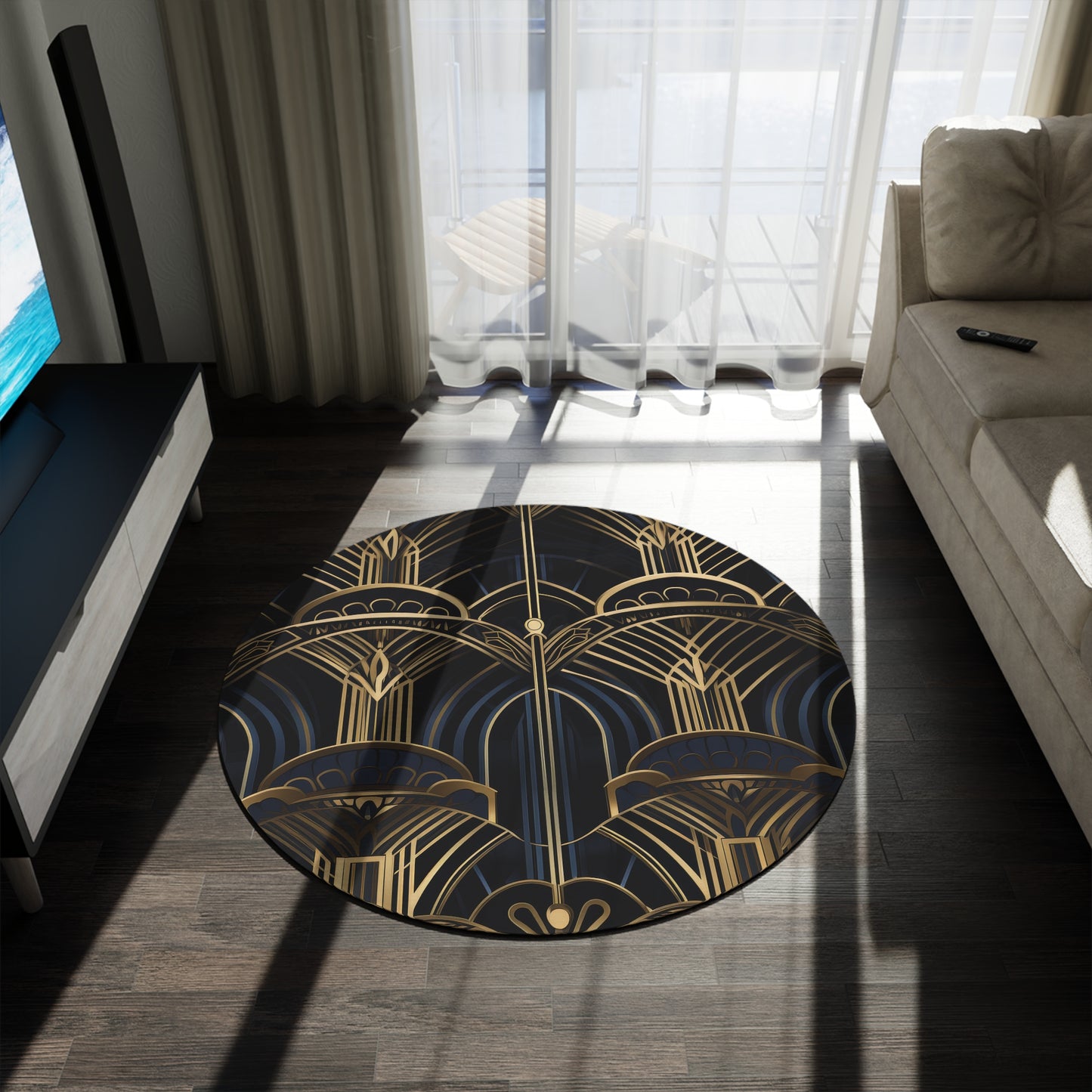 Deco Dance. Bohemian Eye Round Rug - Colorful Floor Decor for Vibrant Spaces