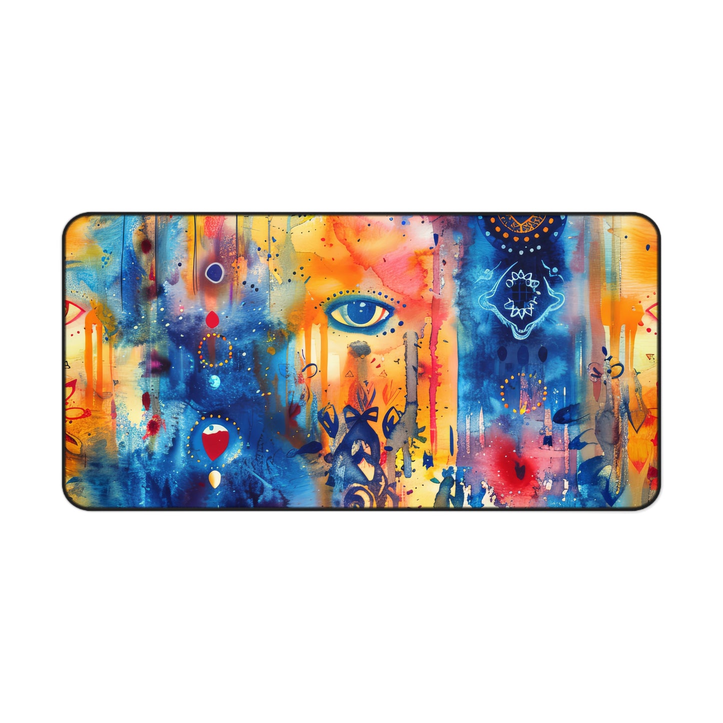 Rainbow Shield Hamsa. Desk Mat - Stylish Office Organizer