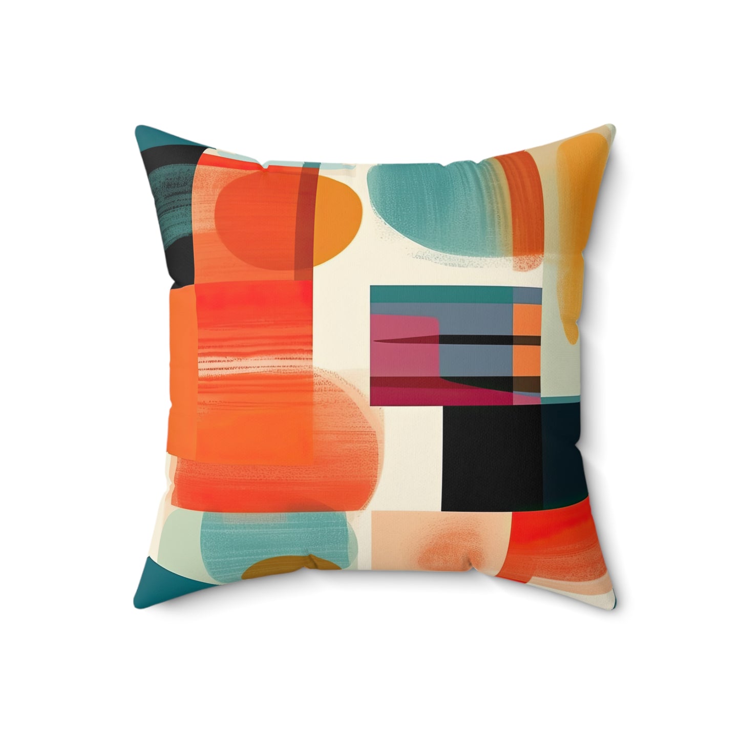 Solar Flare Serenade. Retro-Inspired Avant-Garde Spun Polyester Square Pillow