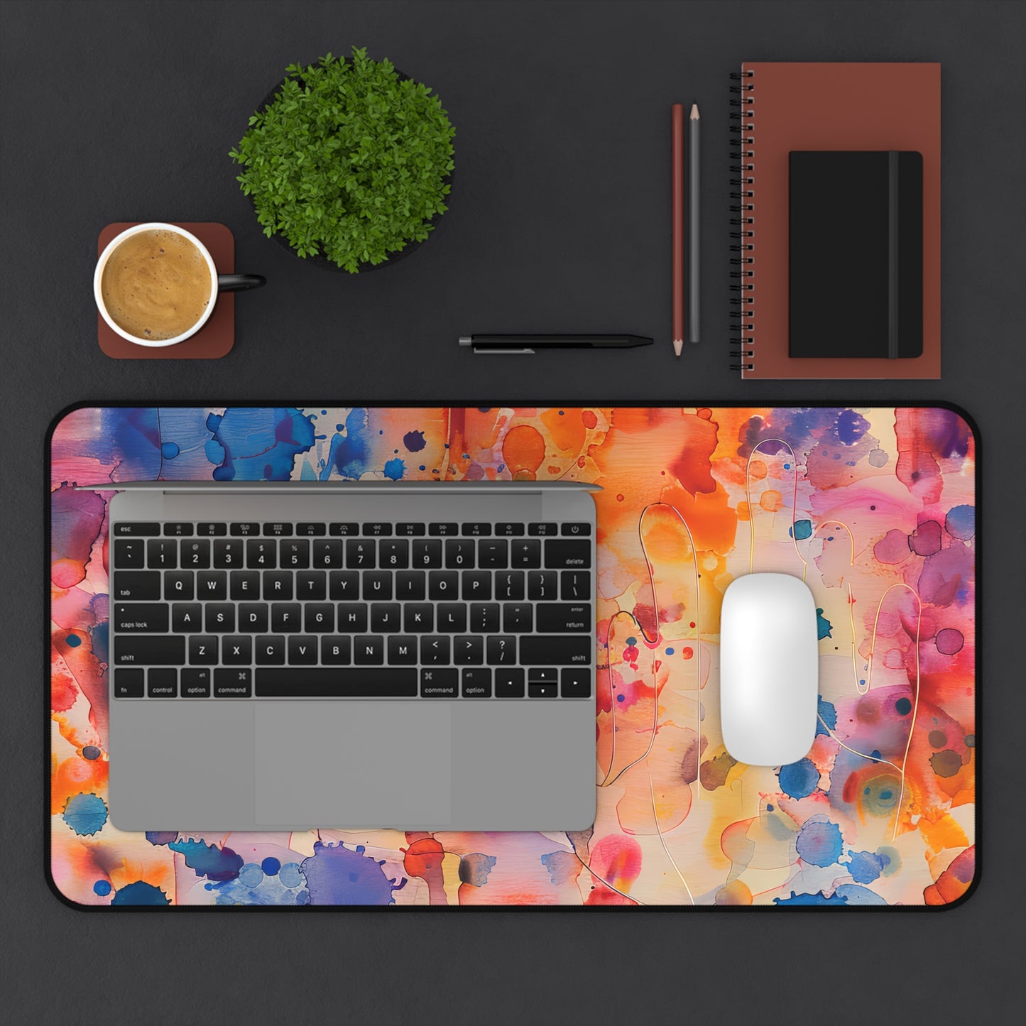 Hamsa Radiance Rainbow. Desk Mat - Stylish Office Organizer