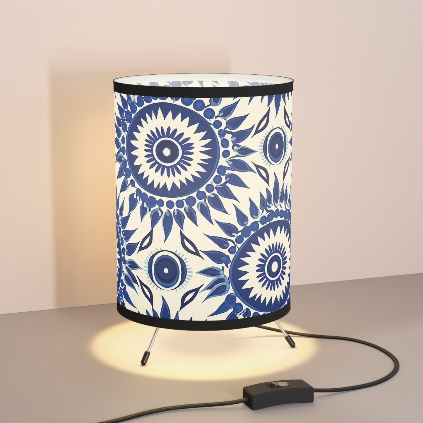 Cursed Charms. Evil Eye Lampshade – Light Your Room with Artistic Meaning.Tripod Lamp with High-Res Printed Shade,