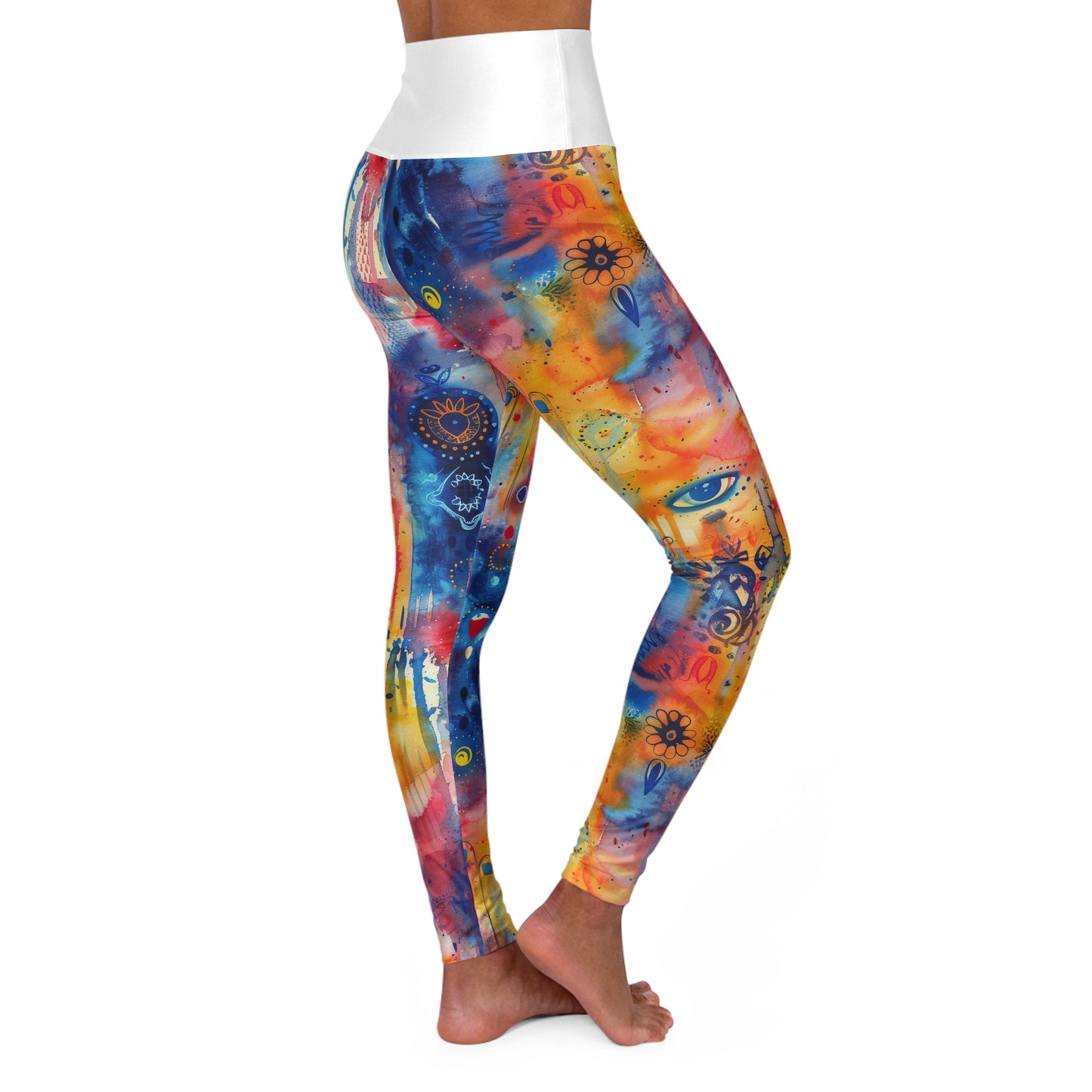 Rainbow Shield. Vibrant High Waisted Yoga Leggings for Active Lifestyles