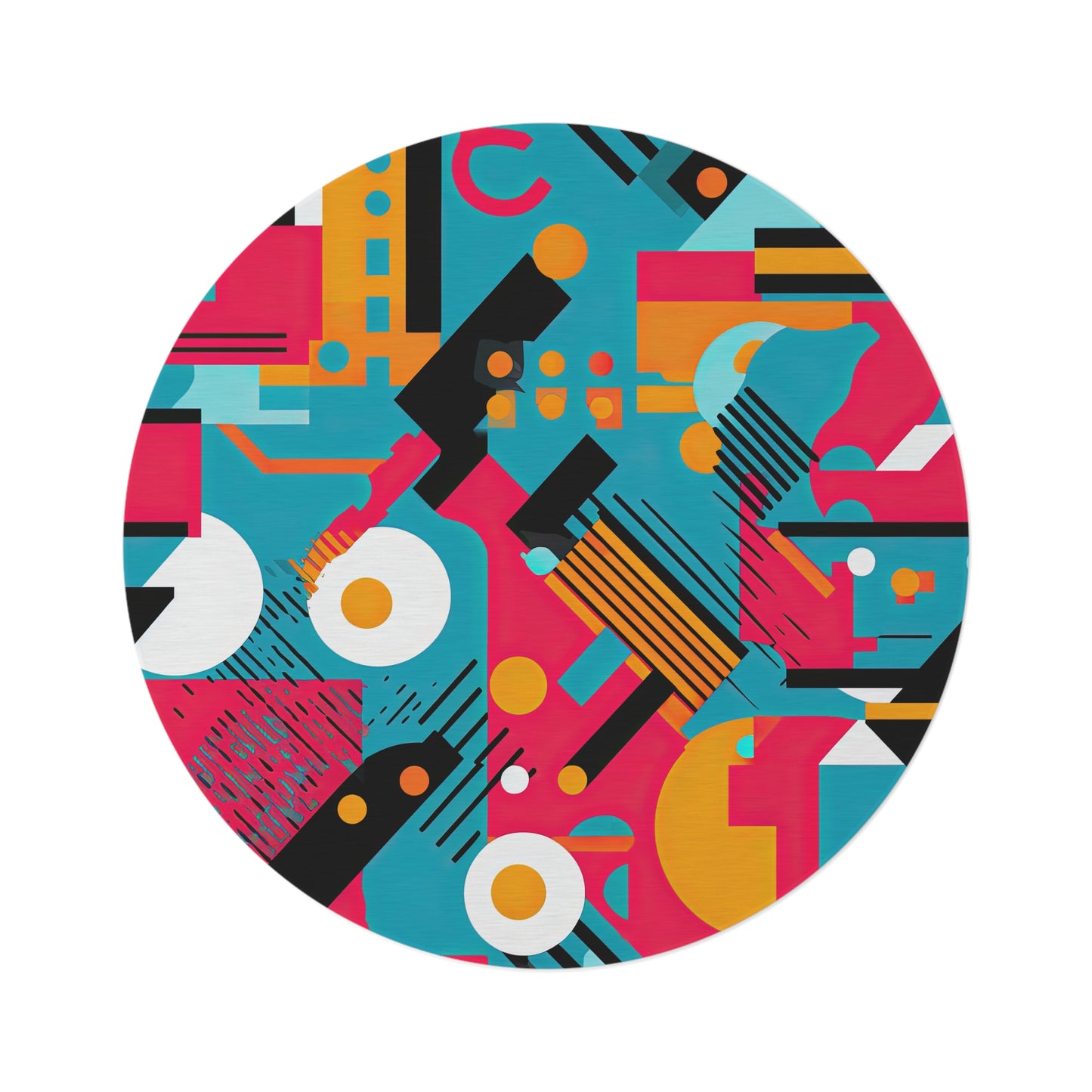 Technicolor Dreamscape. Futuristic Nostalgia Round Rug