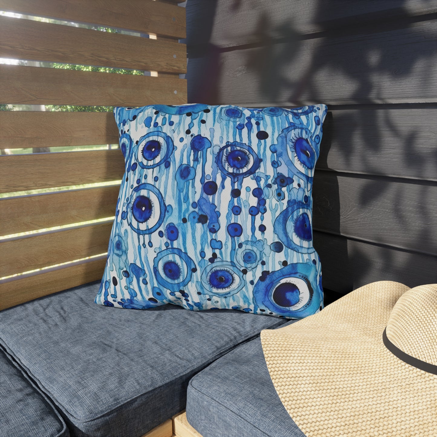 Eclipsed Perception. – Decorative Protection with Original Flair. Evil Eye Pillow Outdoor Pillows