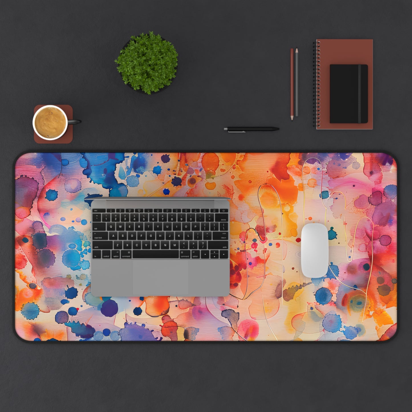 Hamsa Radiance Rainbow. Desk Mat - Stylish Office Organizer