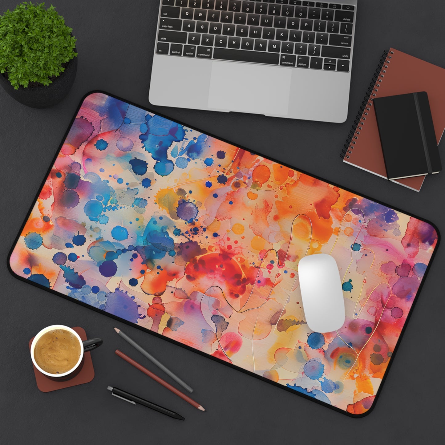 Hamsa Radiance Rainbow. Desk Mat - Stylish Office Organizer